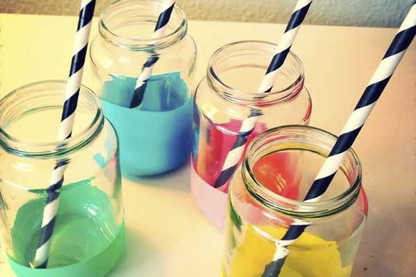 Farverige dip dye glas