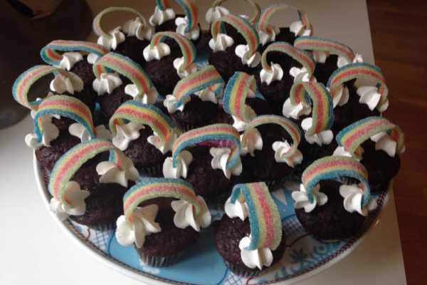 børnefødselsdag, regnbuefødselsdag, muffins